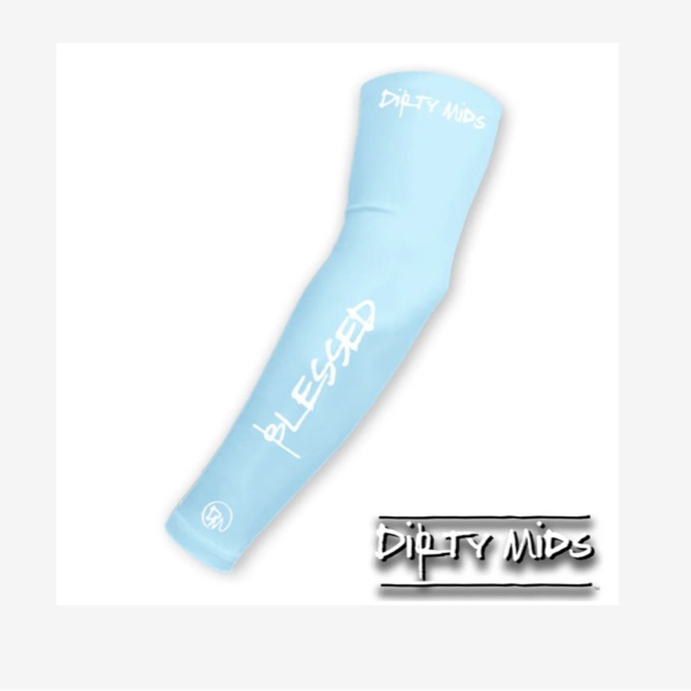 Dirty Mids youth size arm sleeve blue BLESSED